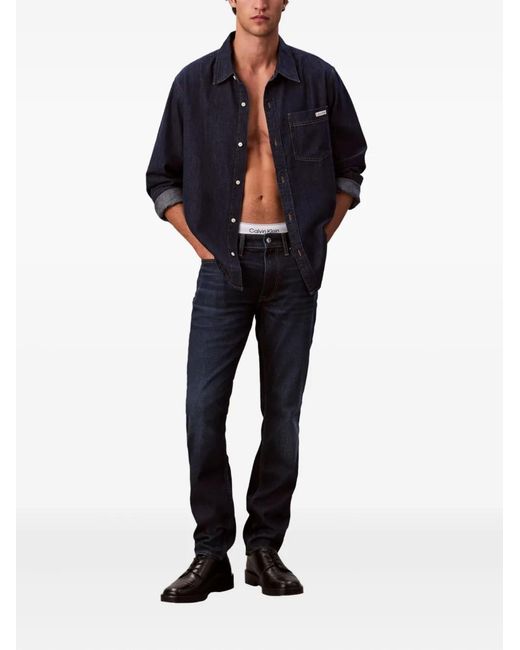 Calvin Klein Blue Logo-Patch Jeans for men