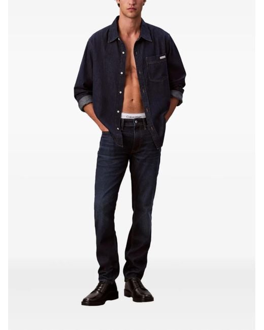 Calvin Klein Blue Logo-Patch Jeans for men