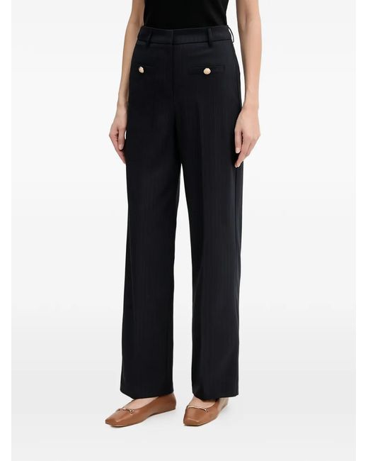 Morgan Black Buttoned Striped Trousers