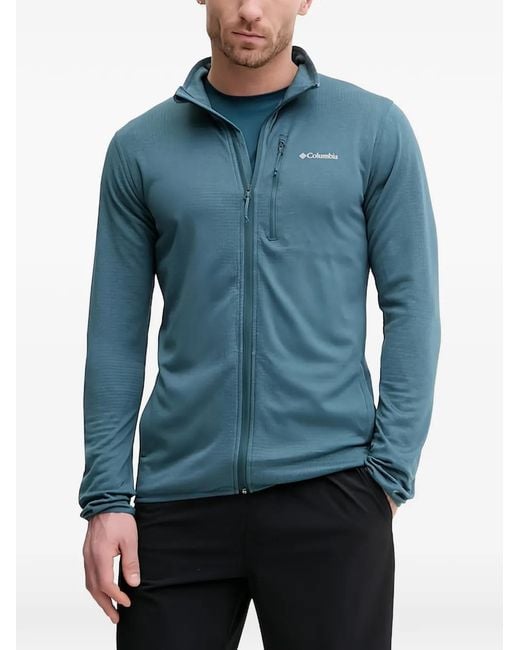 Columbia Blue Zip Textured Sweatshirt for men