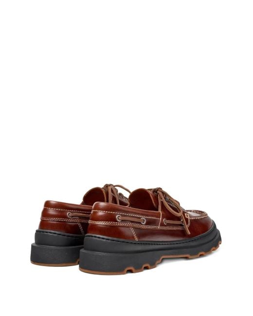 Camper Brown Brutus Leather Lace-Up Loafers for men