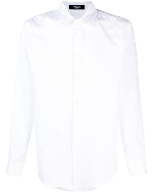Versace Barocco Silhouette Jacquard-Hemd in White für Herren