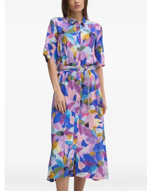 La Petite Francaise Blue Roger Floral Short-Sleeved Midi Dress