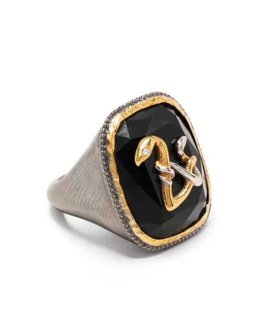 Zadig & Voltaire Black Logo Plaque Ring