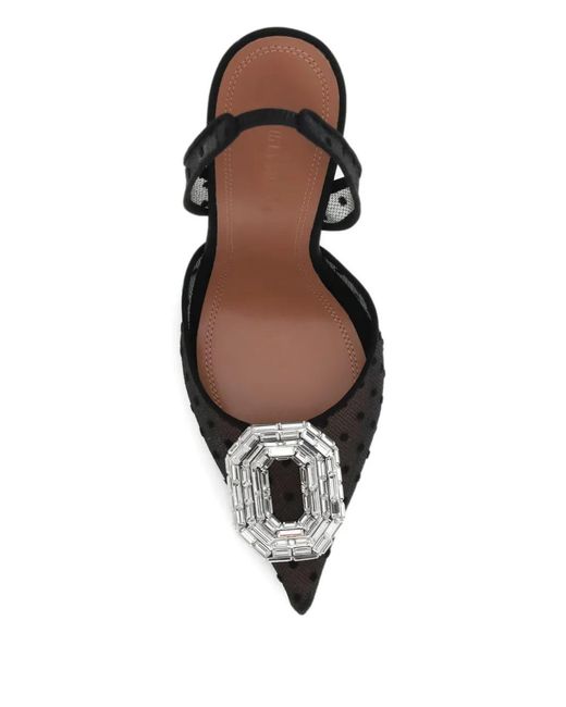 AMINA MUADDI Black 105Mm Camelia Polka-Dot Embellished Sling-Back Sandals