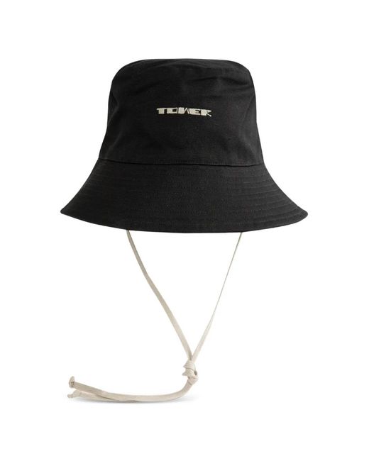Rick Owens Black Gilligan Embroidered Bucket Hat for men