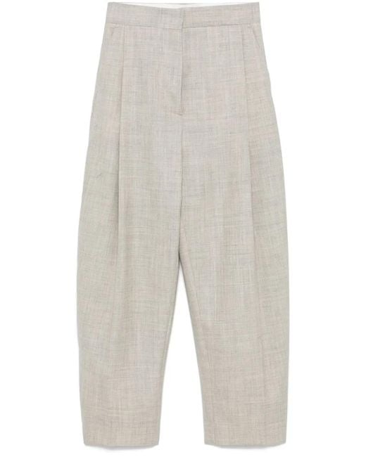 Studio Nicholson White Vai Tropical Pleated Wool Trousers