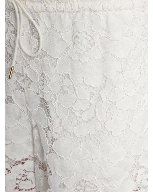 Alice + Olivia White Kenley Lace Scalloped-Hem Shorts