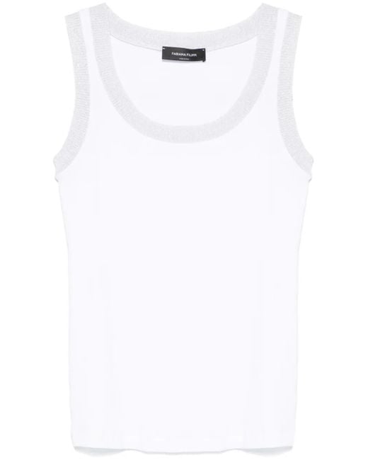 Fabiana Filippi White Lurex-Trim Tank Top