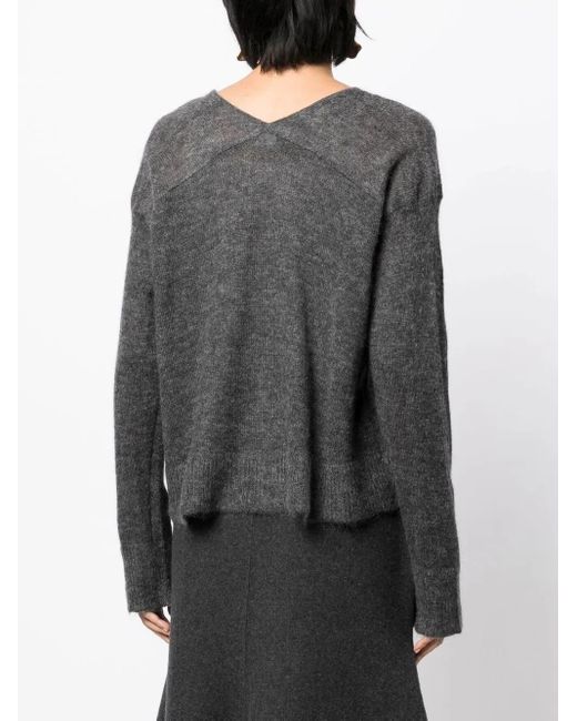 Goen.J Gray V-Neck Knitted Sweater