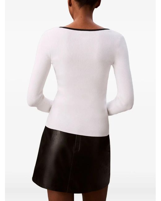 Calvin Klein White Ribbed Trim Top