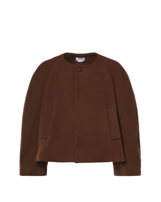 Hed Mayner Brown Leather-Strap Wool-Blend Coat for men
