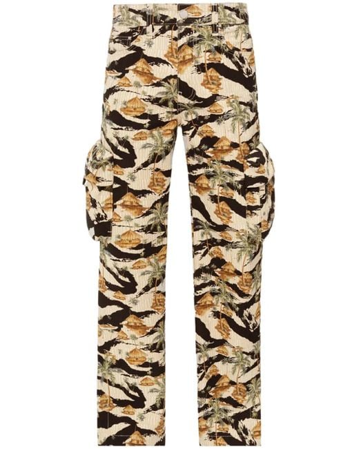 Amiri White M65 Repeat Palm Baggy Cargo Pants for men