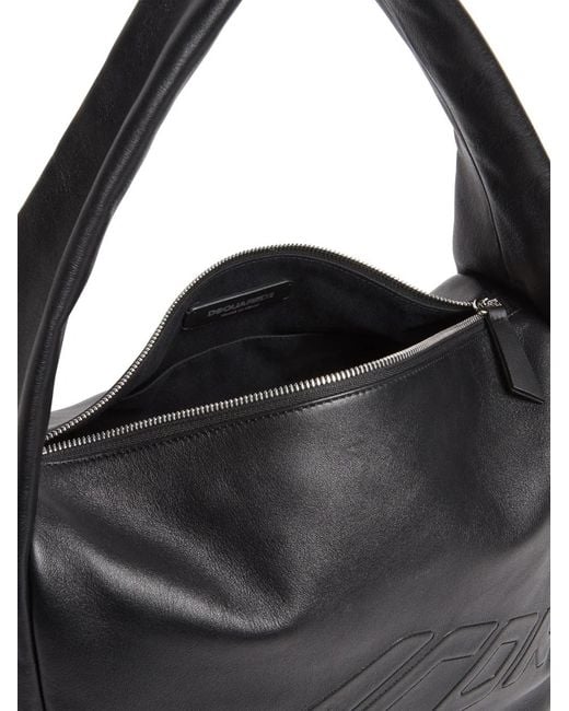 DSquared² Black Logo-Embossed Leather Tote Bag