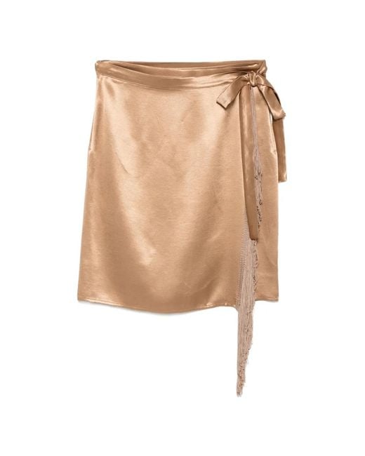 THE NINA STUDIO Natural Fringe-Trimmed Wrap Skirt