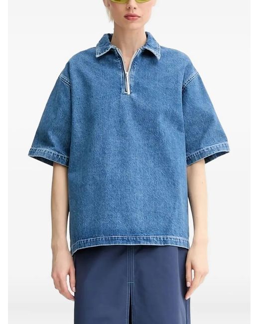 Sunnei ハーフジップ デニムトップ Blue
