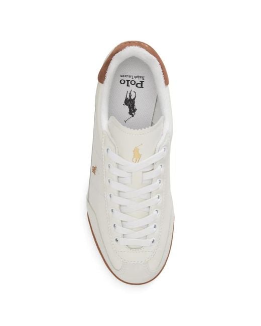 Polo Ralph Lauren White Baskets Hester En Cuir À Lacets