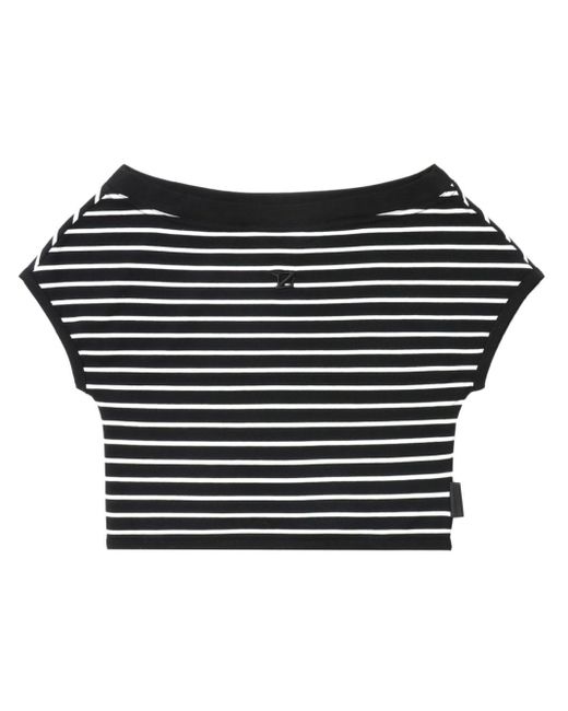 Izzue Black Striped Off-shoulder T-shirt