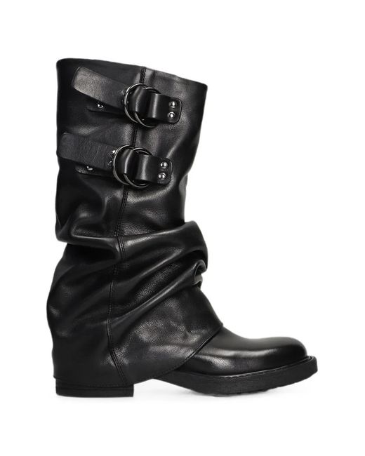 METISSE Black Buckle-Fastening Boots