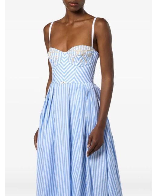 Abito Midi A Righe di Elisabetta Franchi in Blue