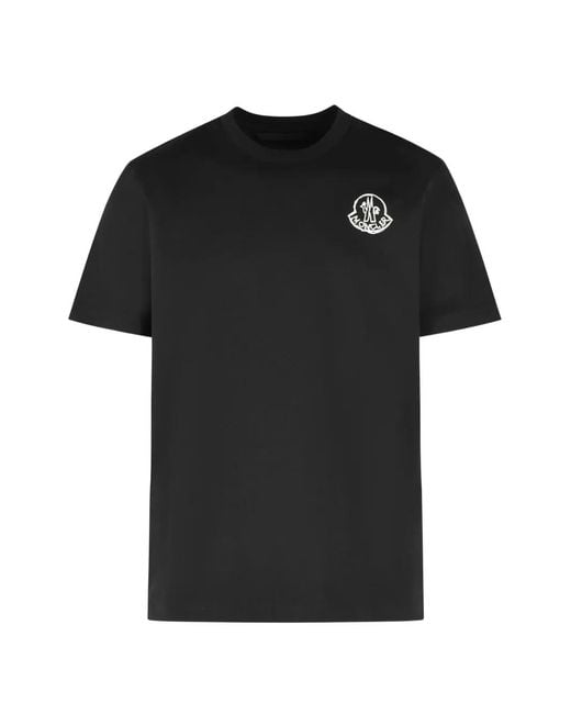 Moncler Black Logo-Print Cotton T-Shirt for men