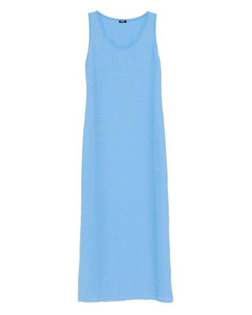 Liu Jo Blue Lurex Sleeveless Midi Dress