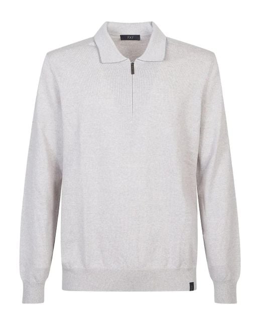 Fay White Zip-Front Polo Shirt for men