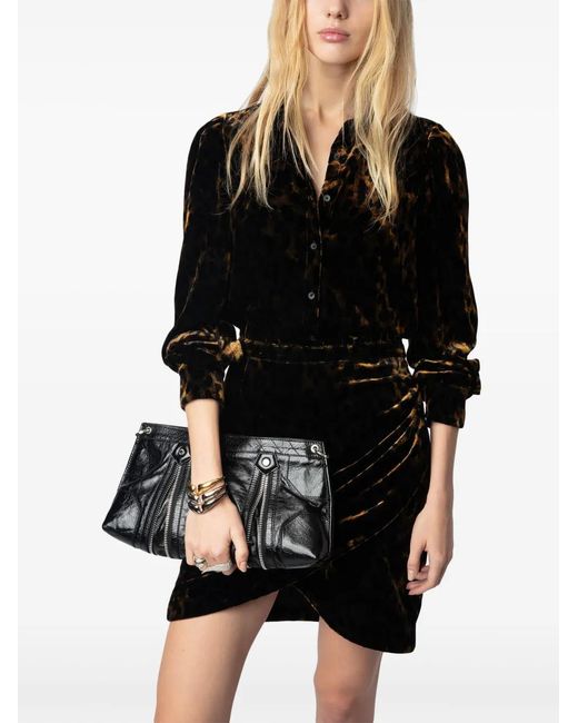Zadig & Voltaire Black Rulipe Velvet Shirt Dress