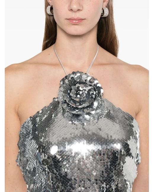 Magda Butrym White Sequinned Mini Dress