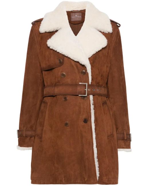 Ermanno Scervino Brown Suede Coat