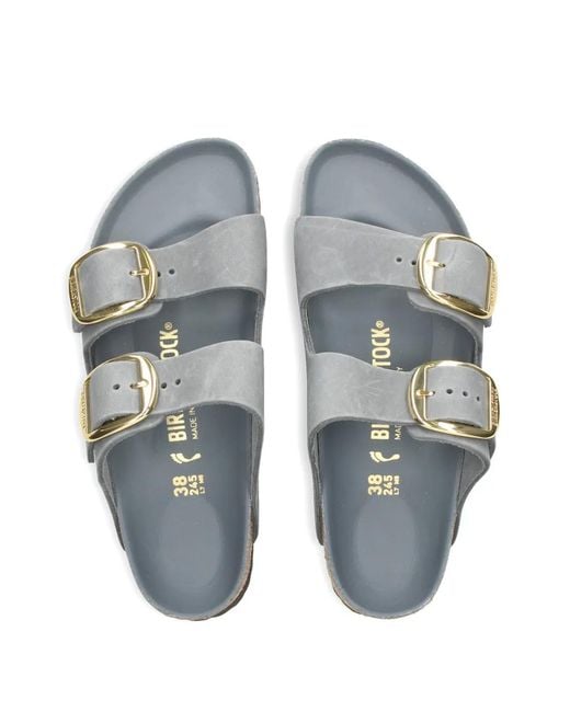 Birkenstock White Arizona Big Buckle Hex Basalt, Oiled Leather