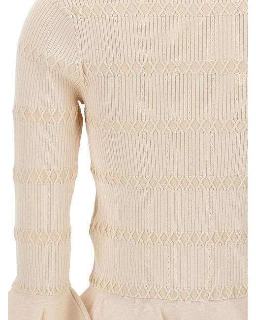 Liu Jo Natural Ruffled-Cuff Buttoned Cardigan
