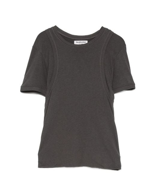 LA PISCINE Black Layered-Detail T-Shirt