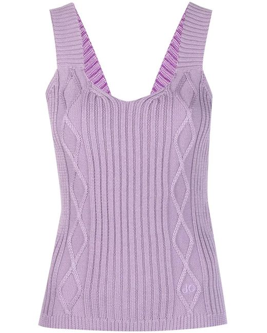 Jacob Cohen Purple Logo-Embroidered Cable-Knit Tank Top