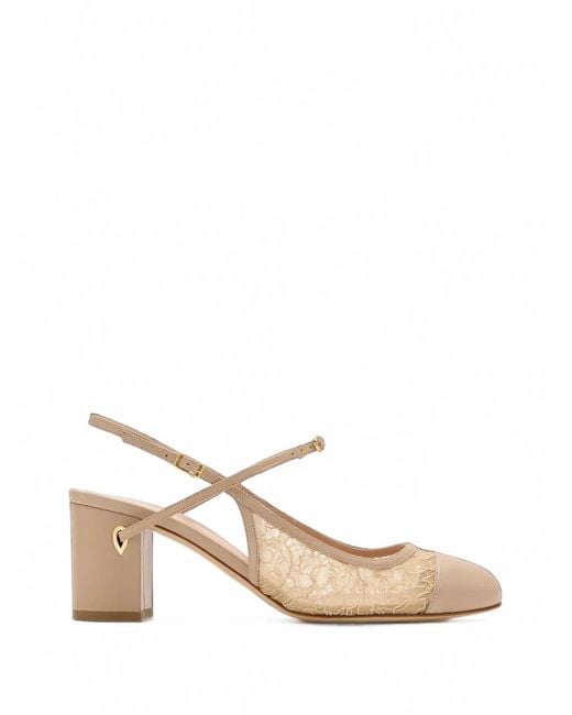 JENNIFER CHAMANDI Natural Mattia 65 Lace-Panelled Calf Leather Pumps