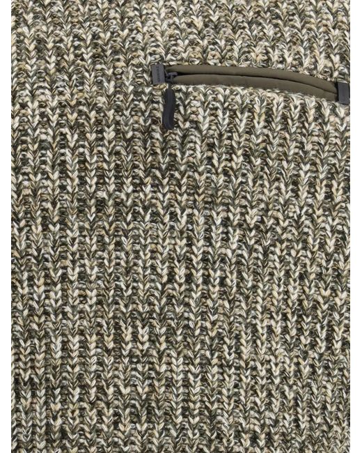 Moncler Gray Zip Pocket Elbow Patch Sweater for men
