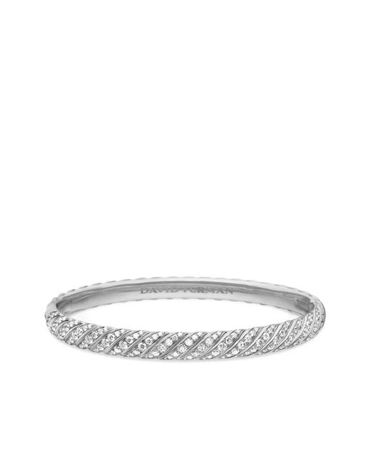 David Yurman White 18Kt Sculpted Cable Bangle Diamond Bracelet (6.2Mm)
