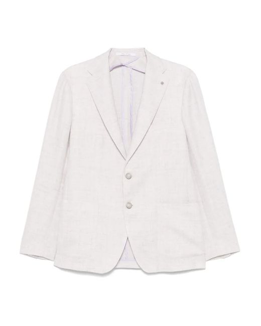 Tagliatore White Brooch-Detail Blazer for men