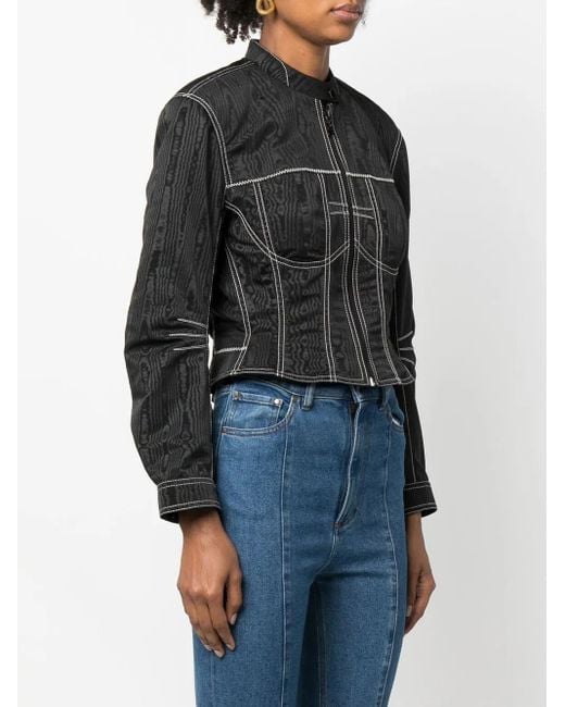 MARINE SERRE Black Moiré-Effect Fitted Jacket