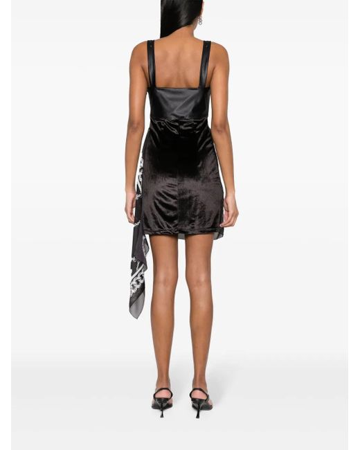 Versace Jeans Couture Black Chain Link-Print Scarf-Detail Minidress