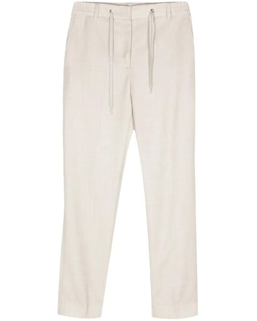 Eleventy Natural Lurex Chambray Slim Trousers