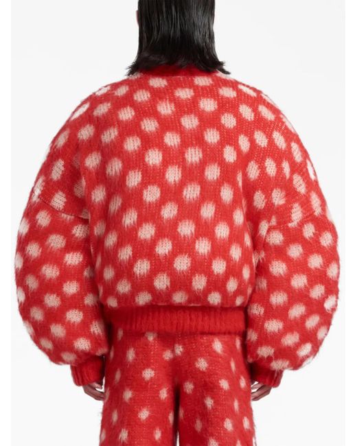 Marni Red Polka-Dot Intarsia Jumper for men