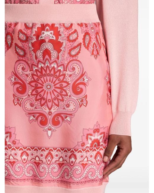 Etro Pink Cotton Blend Mini Skirt