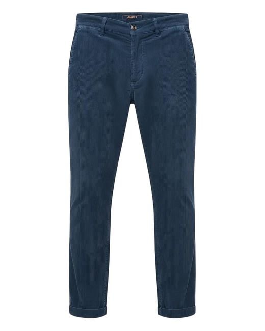 40 Weft Blue Corduroy Straight-Leg Trousers for men