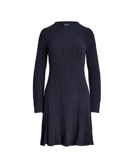 Polo Ralph Lauren Blue Cable-Knit A-Line Dress
