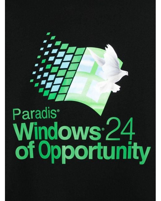 3.PARADIS Black Windows Hologram Cotton T-shirt for men