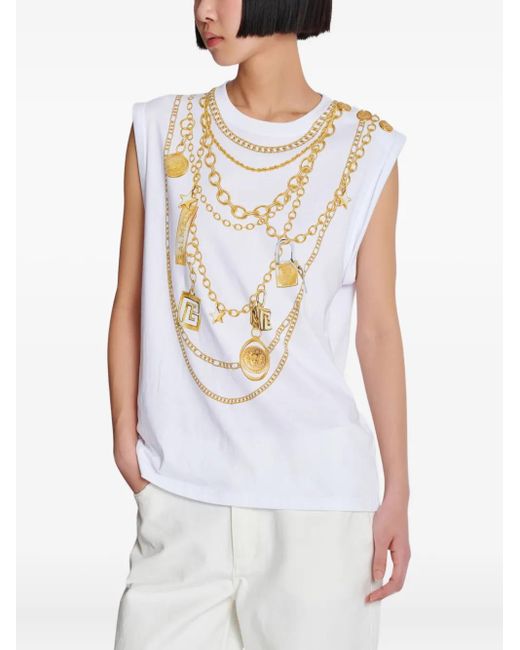 Balmain White Collier-Print Vest