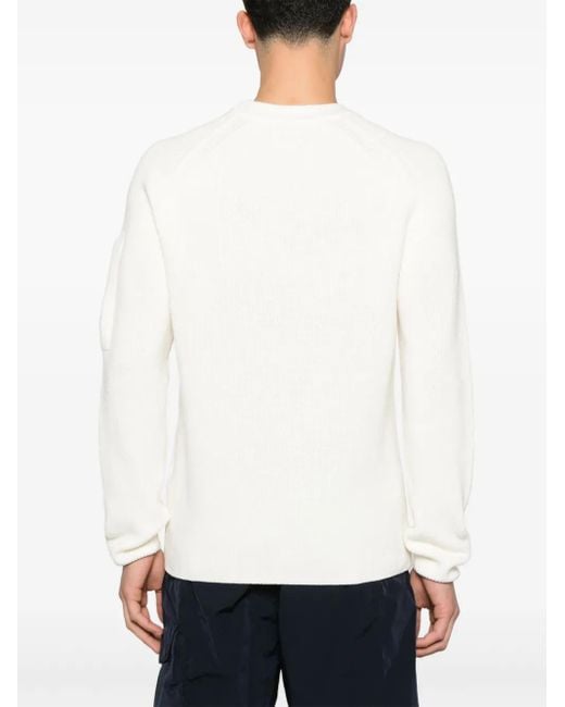 C P Company White Sea Island Lens-Detail Sweater for men
