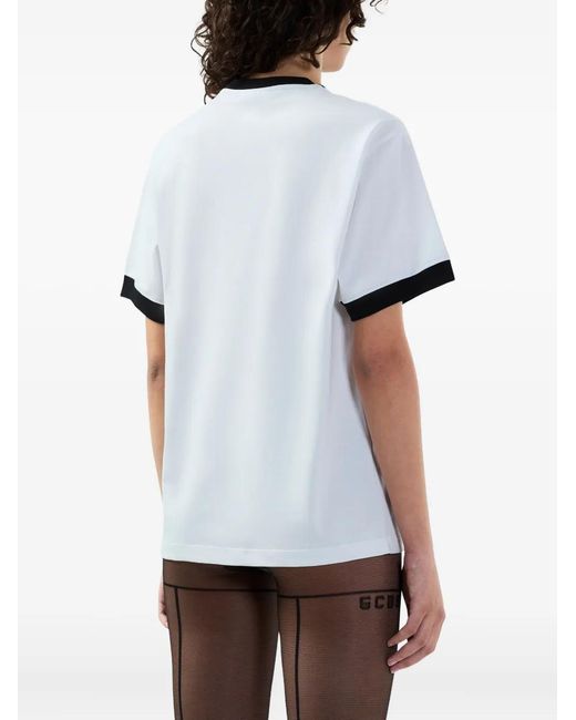 Gcds White Graphic-Print Ringer T-Shirt