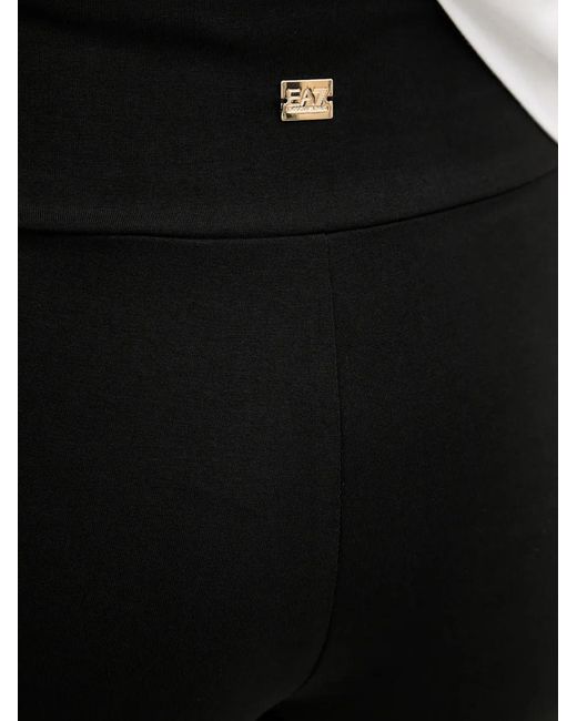 EA7 Black Logo-Plaque Flared Trousers